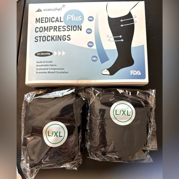 NIB Wanchel Plus Compression Socks Wide Calf for Women /Men 2 Pairs 20-30mmhg - Picture 2 of 13